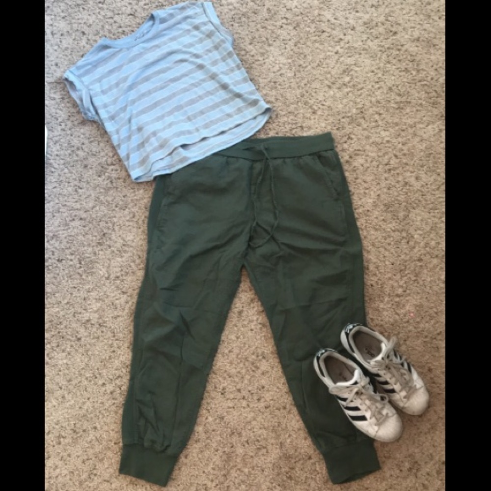 Army Green Linen Joggers